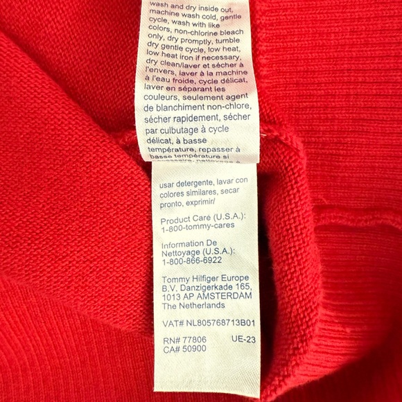Tommy Hilfiger Red Logo Sweater Men’s M • Crewneck Pullover • Holiday Layering - Picture 10 of 15